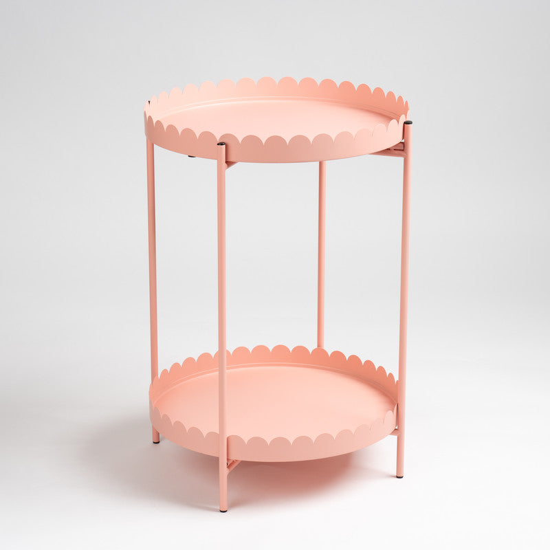 Pink Scallop Round Side Table